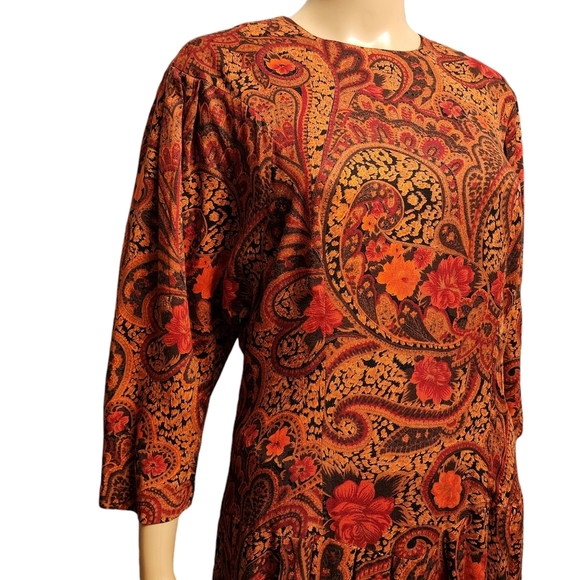 Vintage Floral Dolman Sleeve Midi / Maxi Dress - Picture 3 of 10